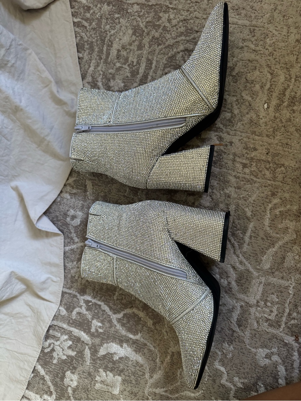 Never worn! Rhinestone Block Heel Ankle Boots - Picture 4 of 11